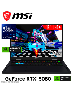 LAPTOP GAMER MSI RAIDER HX AI A2XWIG-014US ULTRA 9-285HX 64GB 4TB SSD GEFORCE RTX 5080 16GB 18 UHD+ 120HZ WINDOWS 11