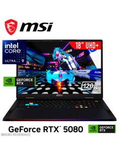 LAPTOP GAMER MSI RAIDER HX AI A2XWIG-014US ULTRA 9-285HX 64GB 4TB SSD GEFORCE RTX 5080 16GB 18 UHD+ 120HZ WINDOWS 11