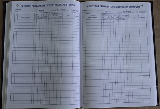 Libro control asistencia x 200 paginas 75 gr grafiresa