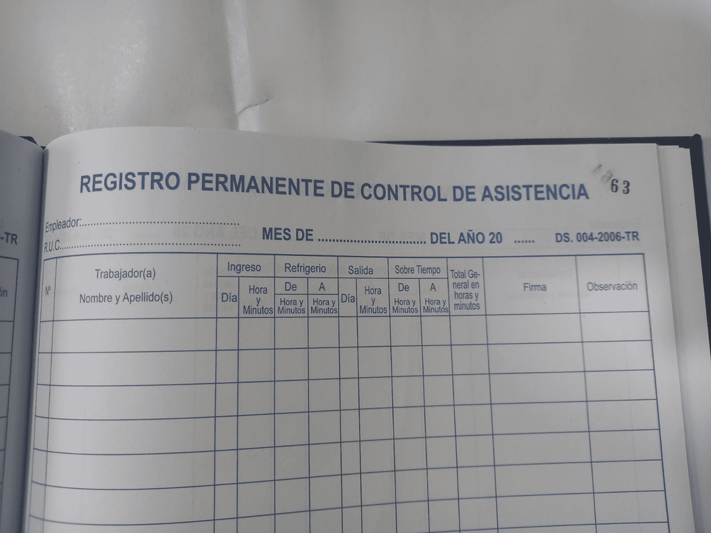 Libro control asistencia x 200 paginas 75 gr grafiresa