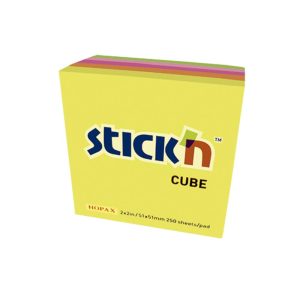 Notas adhesiva 2x2 mini cubo neón 250 hojas stick in