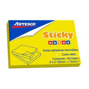 Notas adhesiva 3x2 100 hojas amarillo neón artesco