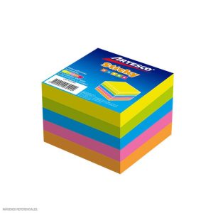 Notas adhesivas 3 x 3 cubo 500h 5 colores neón Artesco