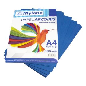 Papel arcoiris de color azul 80gr x 100 hojas Mylano