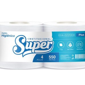 Papel higiénico blanco plus 1 hoja 550 mt x 4 rollos Super