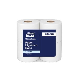Papel higiénico clasica 1 hoja 50 mt x 4 rollos Tork