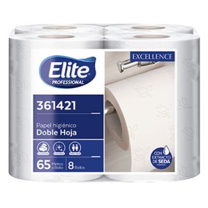 Papel higiénico doble hoja blanco 65 mt x 8 rollos Elite