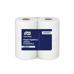 Papel higiénico jumbo económico 1 hoja 500 mt x 4 Rollos Tork
