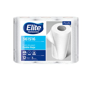 Papel toalla blanco doble hoja 15 m x 3 rollos Elite Plus