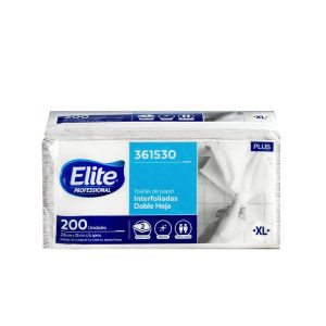 Papel toalla blanco interfoliado doble hoja 21.6 x 25 cm Elite Plus