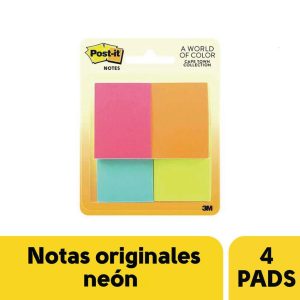 Post-it notas adhesivas 653 multicolor 3.49 cm x 4.76 cm x 4 bloques x 50 hojas