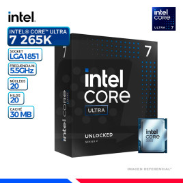 PROCESADOR INTEL CORE ULTRA 7 265K, Cache 30 MB, Hasta 5.50 Ghz.