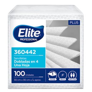Servilleta doblada en 4 blanco x100 und 30x30cm Elite