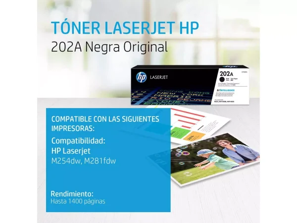 TONER HP 202A NEGRO (CF500A) LASERJET M254/M281 1400 PAG.