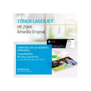 TONER HP 204A YELLOW (CF512A) LASERJET M154/M180/M181 900 PAG.