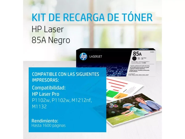 TONER HP 85A NEGRO (CE285A) LASERJET P1102/M1212/M1132 1600 PAG.