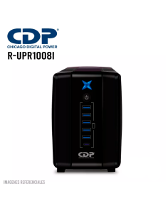UPS CDP 1000VA/500W ( R-UPR1008I ) 8 TOMAS | 5 PUERTO USB-A - 1 USB-C | AUTOMONIA 45MIN | NEGRO