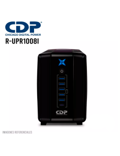 UPS CDP 1000VA/500W ( R-UPR1008I ) 8 TOMAS | 5 PUERTO USB-A - 1 USB-C | AUTOMONIA 45MIN | NEGRO