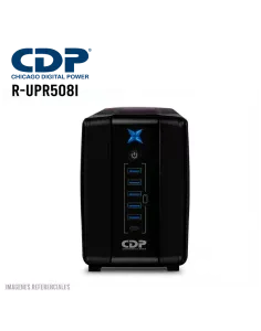 UPS CDP 500VA/250W (R-UPR508I) 8 TOMAS | 5 PUERTO USB-A - 1 USB-C | AUTOMONIA 20MIN| NEGRO