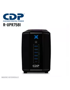 UPS CDP 750VA/375W ( R-UPR758I ) 8 TOMAS | 5 PUERTO USB-A - 1 USB-C | AUTOMONIA 20MIN | NEGRO